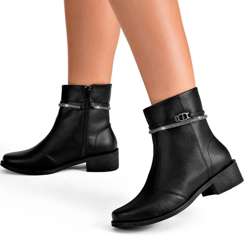 [PAGUE 1 E LEVE 2] Bota Feminina Montaria Rasteira Cano Baixo Strass