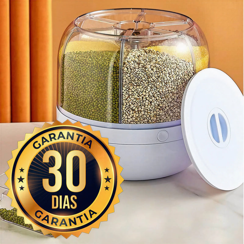 Dispenser De Grãos E Cereais Giratório Com 6 Divisões