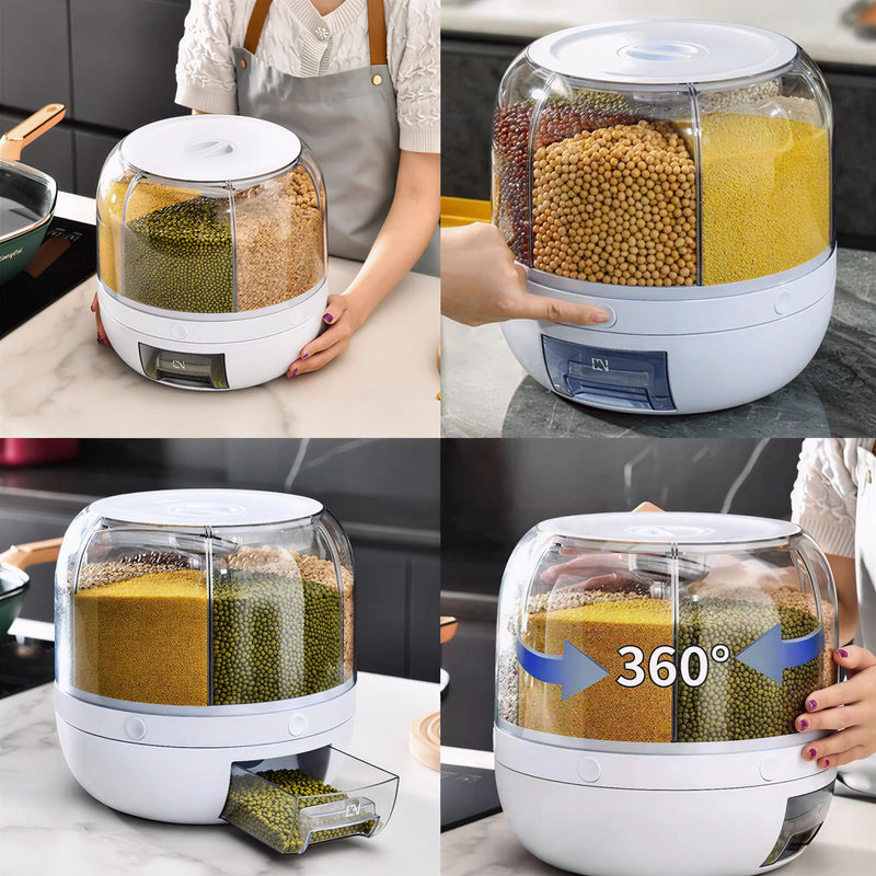 Dispenser De Grãos E Cereais Giratório Com 6 Divisões