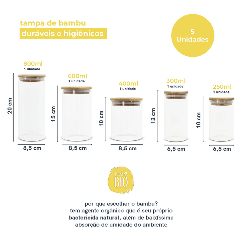 [Kit Cozinha] Dispenser Giratório + 5 Potes Herméticos + Tampa Elástica 6 Tamanhos